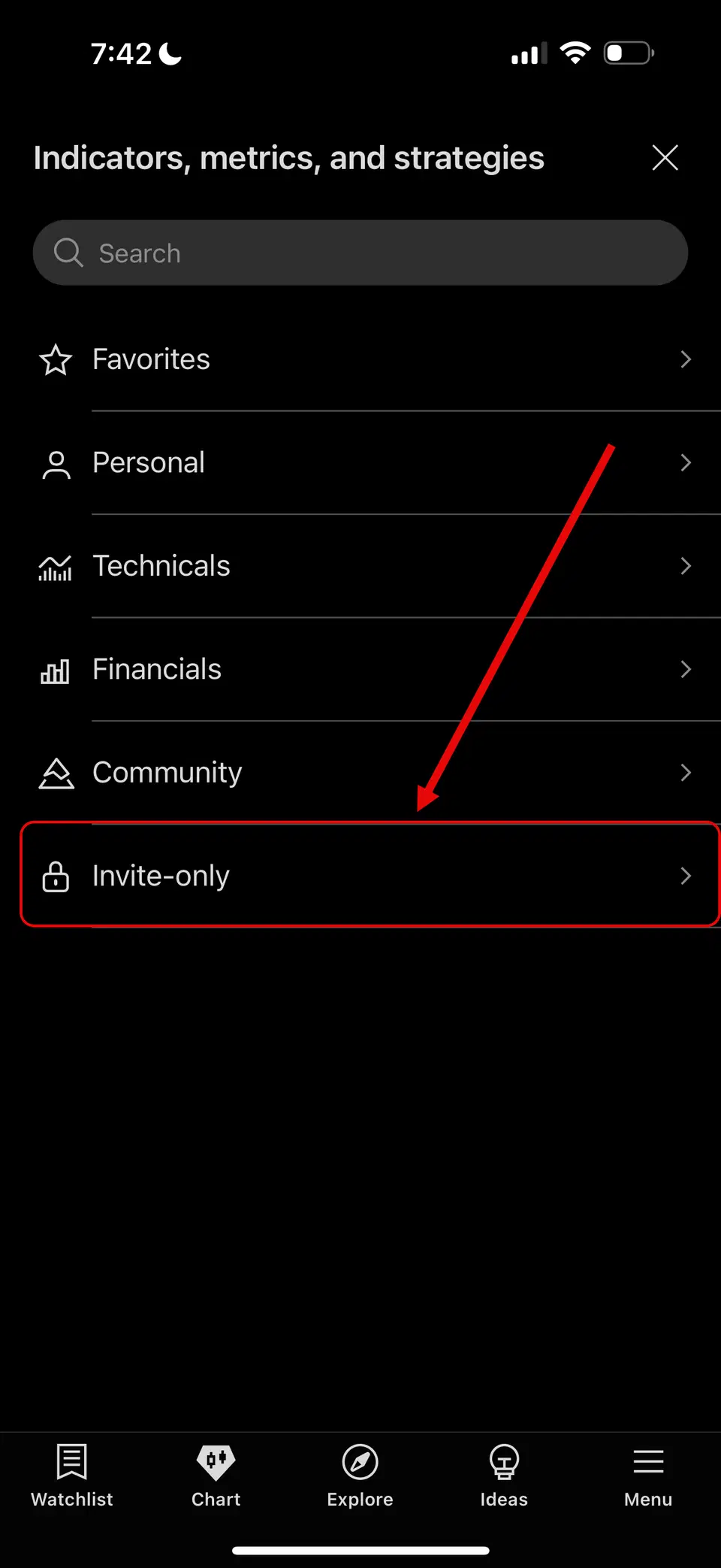 Invite-only scripts tab selection
